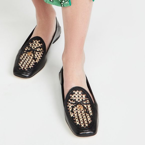 TORY BURCH * NIB $348 * CONVERTIBLE TORY CHARM WOVEN LOAFER Black Oatmeal 11 - Picture 9 of 16